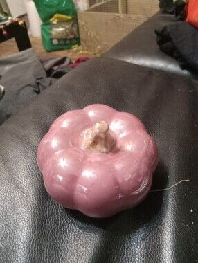 Pink Mauve Fall Halloween Ceramic Pumpkin Figurine